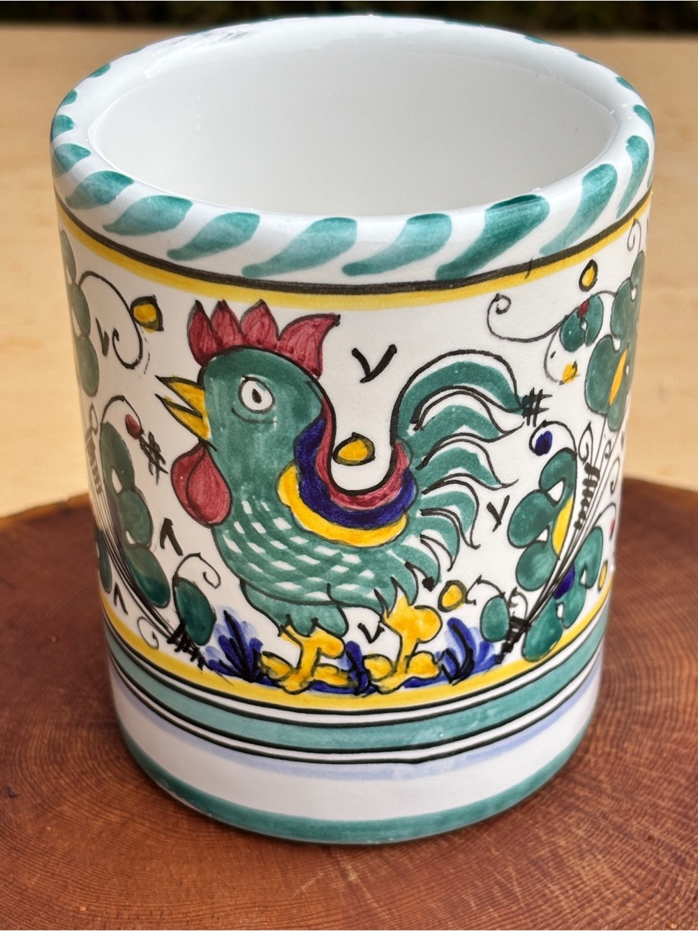 Antica Tradizone Derutese Studio Italy Ceramic Rooster Of Orvieto Pen Cup